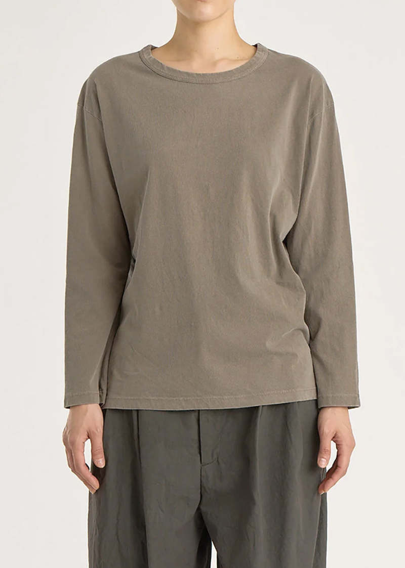 Black Crane Long Sleeve Tee - Mud