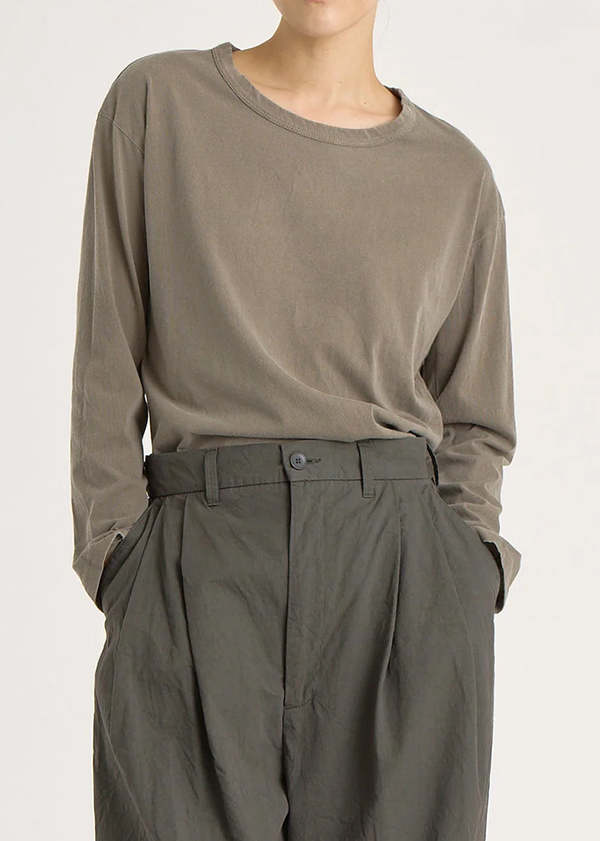 Black Crane Long Sleeve Tee - Mud