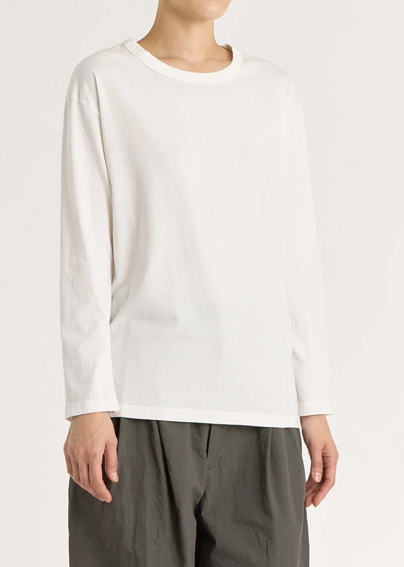Black Crane Long Sleeve Tee - White Black Crane Long Sleeve Tee - White