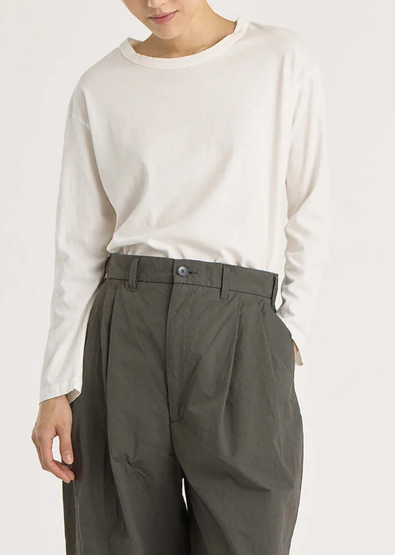 Black Crane Long Sleeve Tee - White Black Crane Long Sleeve Tee - White