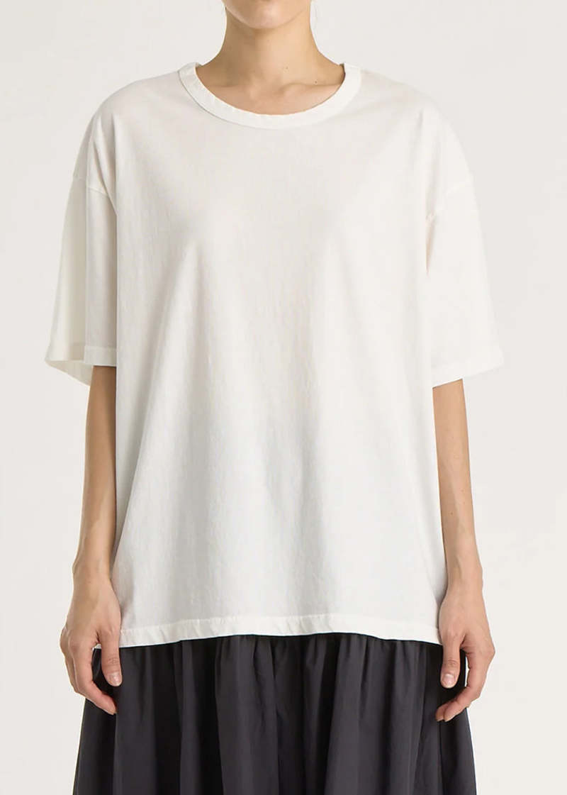 Black Crane Loose Short Sleeve Tee - White Black Crane Loose Short Sleeve Tee - White
