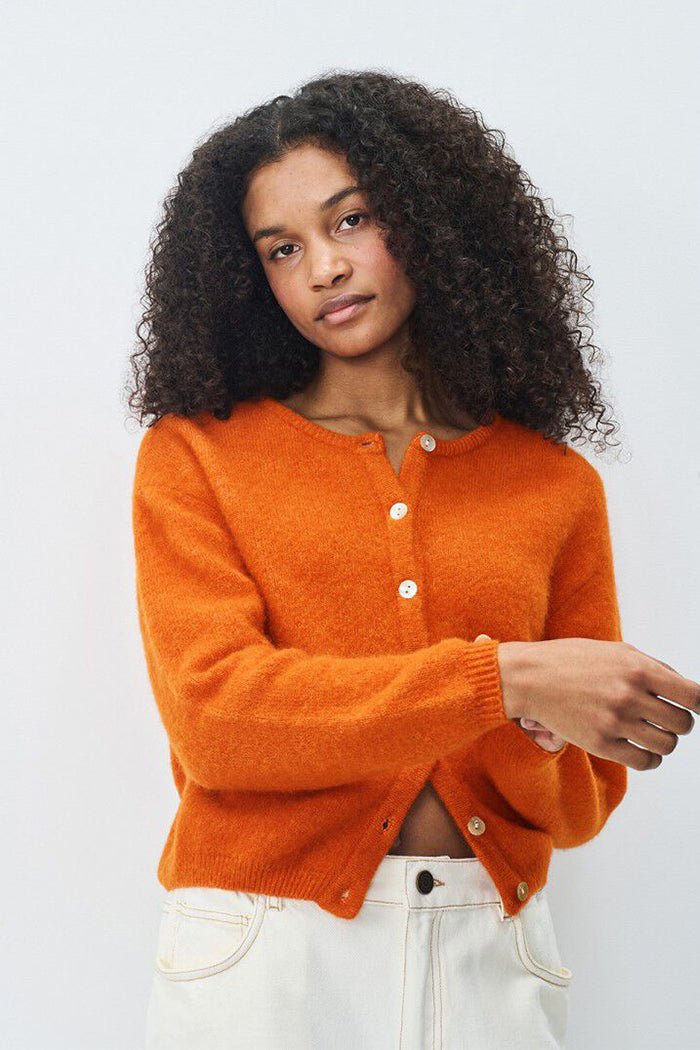 American Vintage Vito Cardigan - Brick Melange | Garmentory