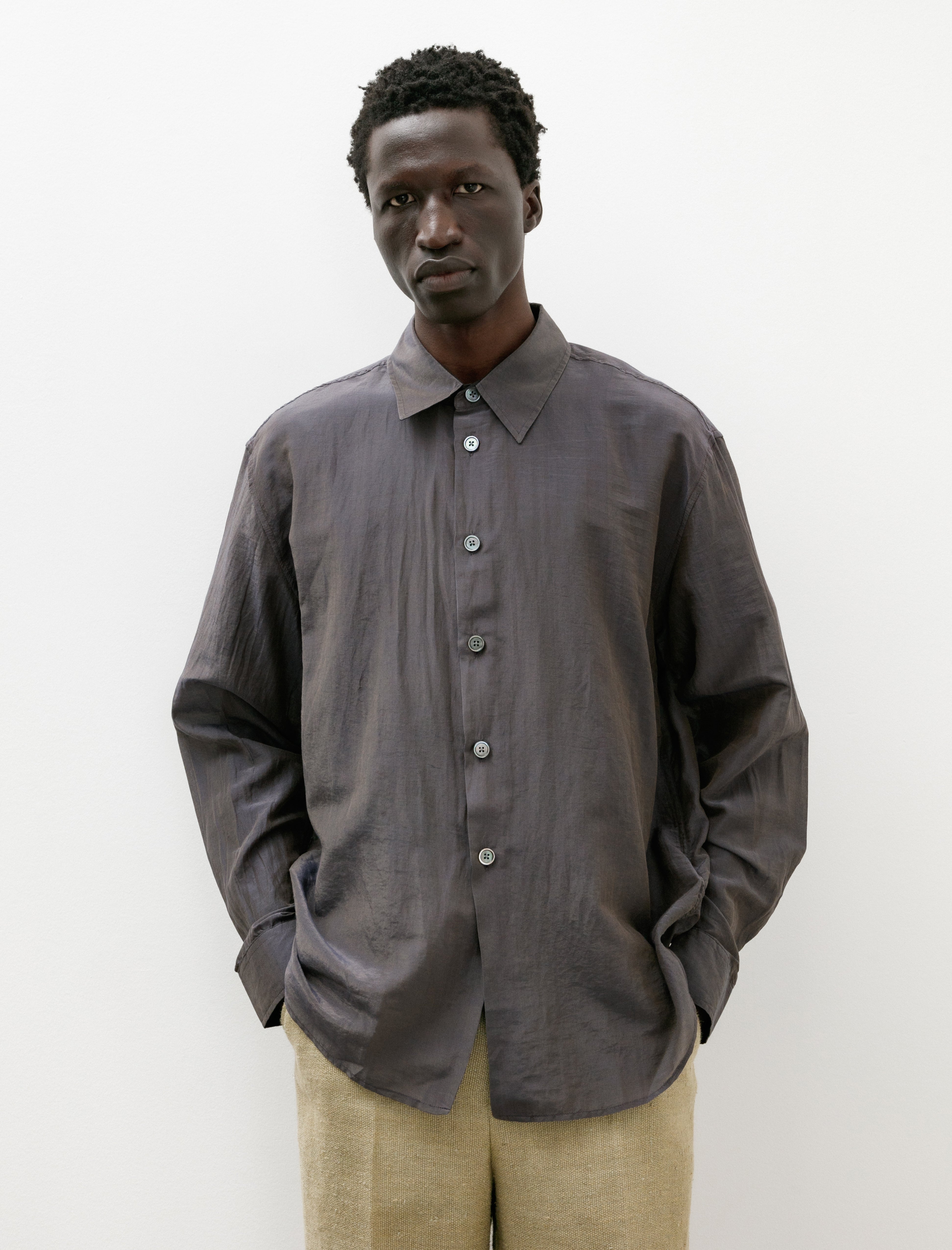 Our Legacy“Beyond Shirt” Size48 Our Legacy - Beyond Shirt White Liquid Poplin