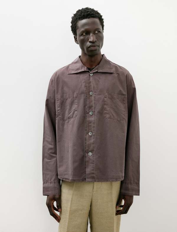 Our Legacy Funnel Shirt - Charcoal Bordeaux Dense Poplin | Garmentory