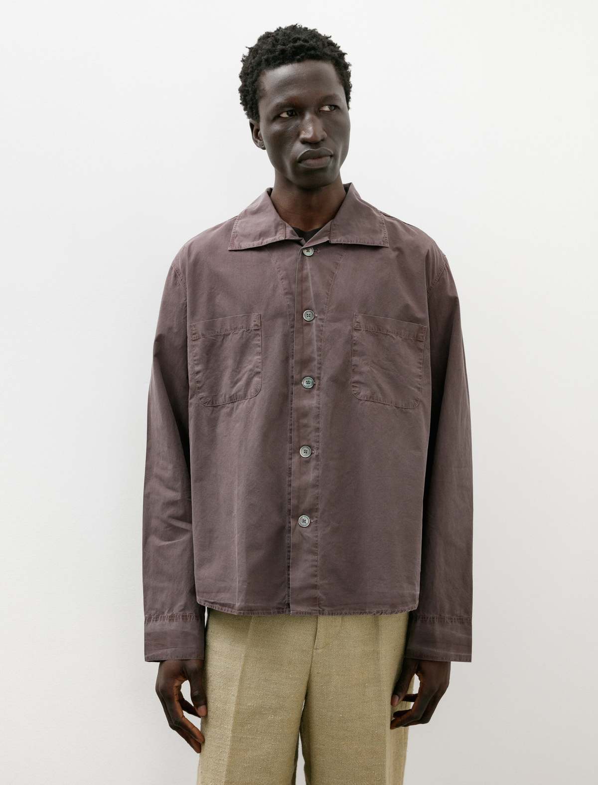 Our Legacy Funnel Shirt - Charcoal Bordeaux Dense Poplin | Garmentory