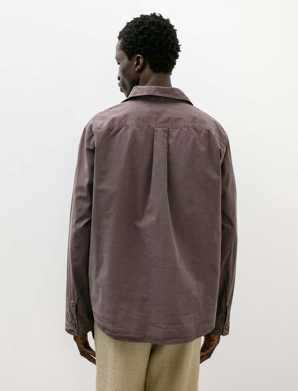 Our Legacy Funnel Shirt - Charcoal Bordeaux Dense Poplin | Garmentory