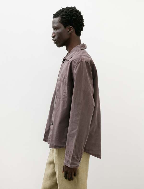 Our Legacy Funnel Shirt - Charcoal Bordeaux Dense Poplin | Garmentory
