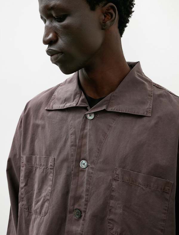 Our Legacy Funnel Shirt - Charcoal Bordeaux Dense Poplin | Garmentory