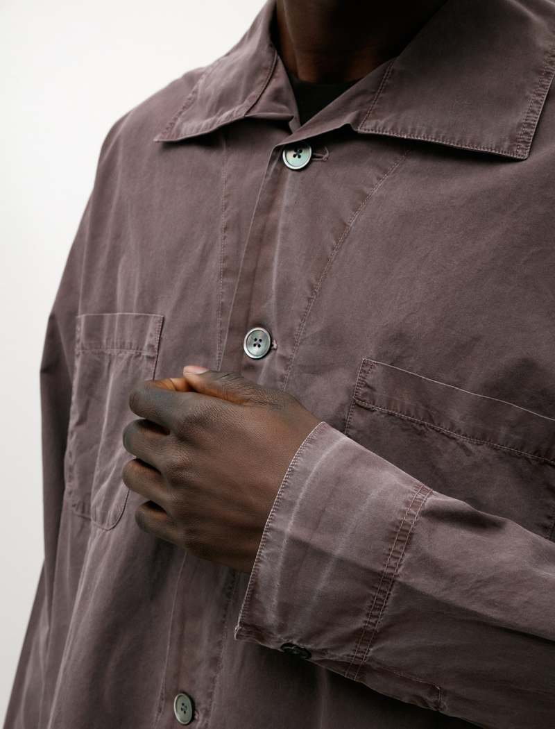 Our Legacy Funnel Shirt - Charcoal Bordeaux Dense Poplin | Garmentory