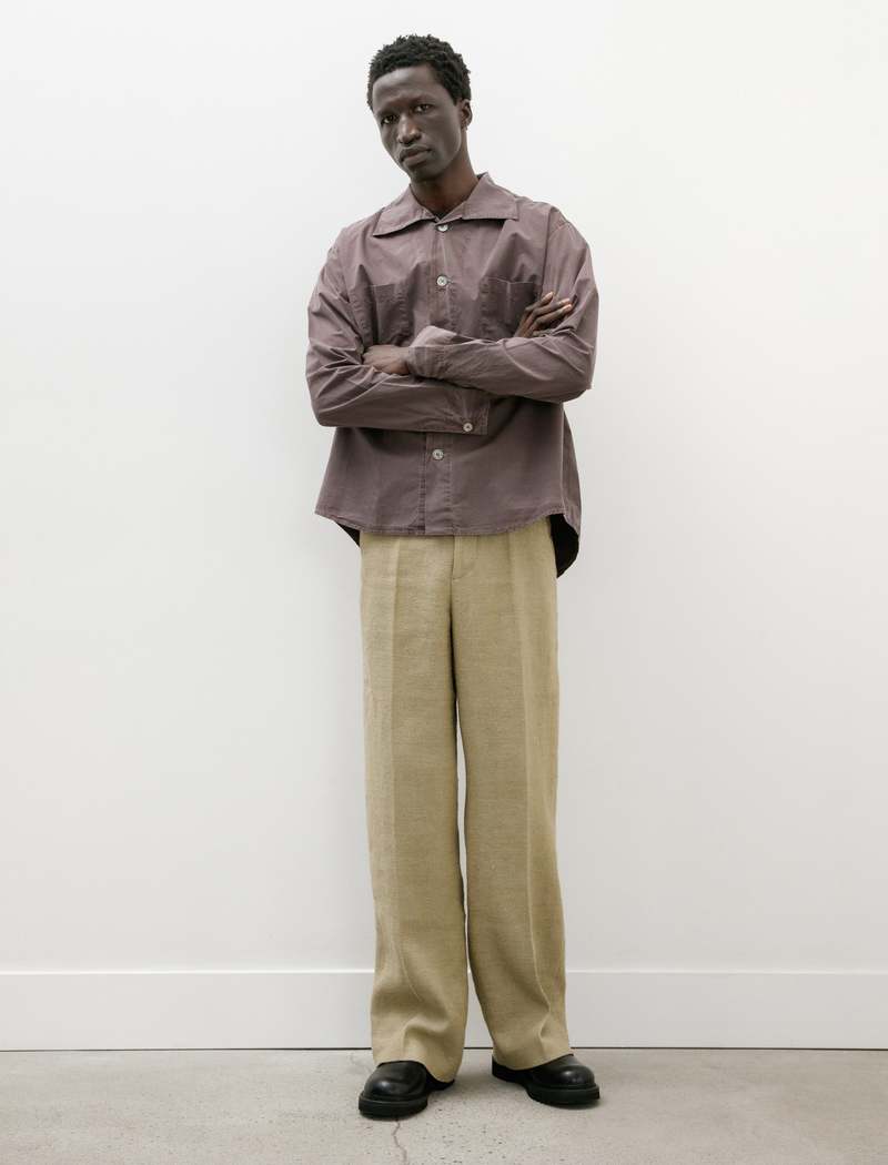 Our Legacy Funnel Shirt - Charcoal Bordeaux Dense Poplin | Garmentory