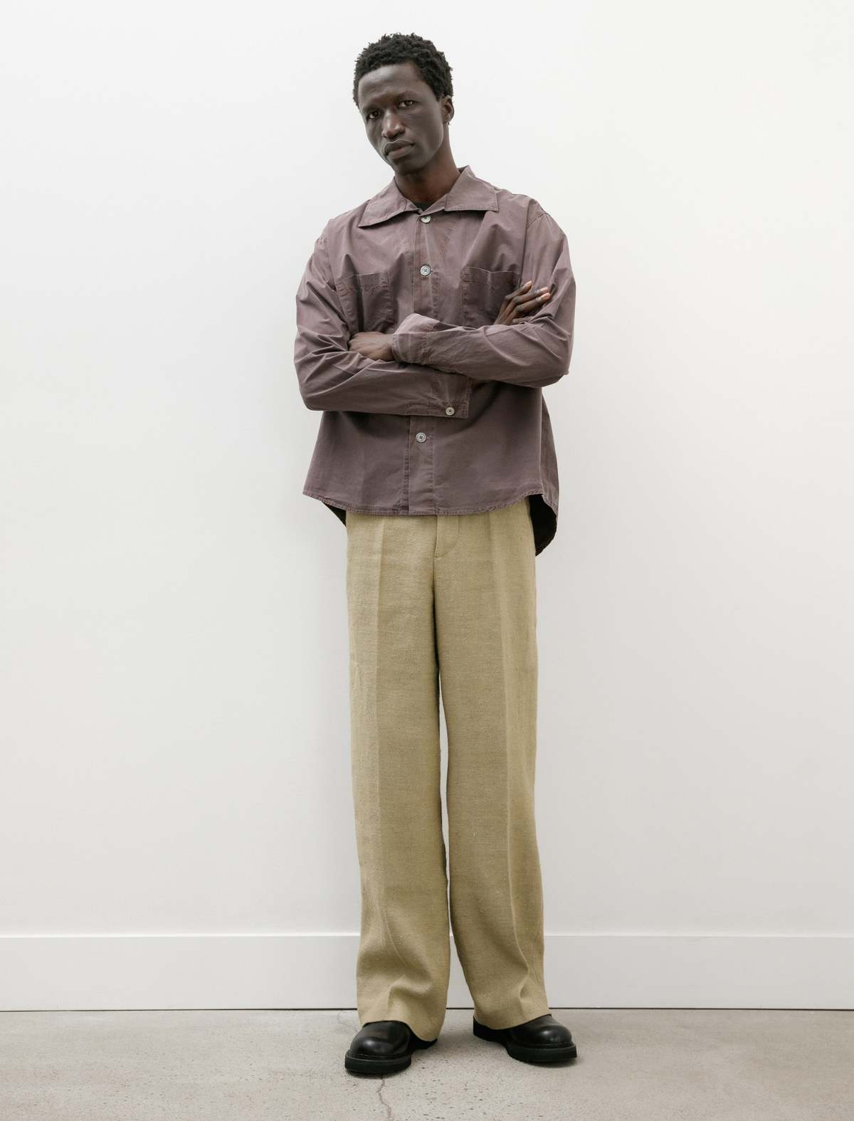 Our Legacy Funnel Shirt - Charcoal Bordeaux Dense Poplin | Garmentory