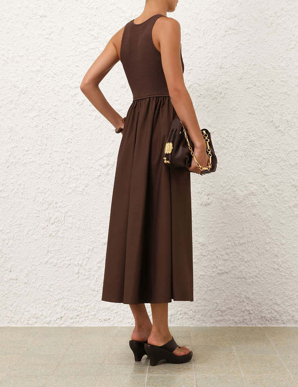 brown embroidered rose dress temu ADINA RACER TANK DRESS main image 0