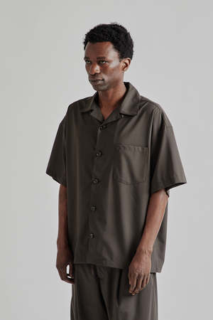 is-ness Open Collar Box Shirts - Brown | Garmentory