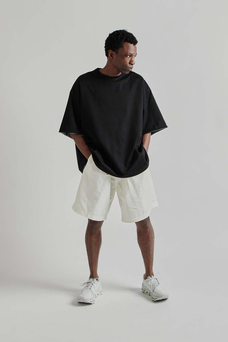 is-ness Reversible Balloon Border T-Shirt - Black x White