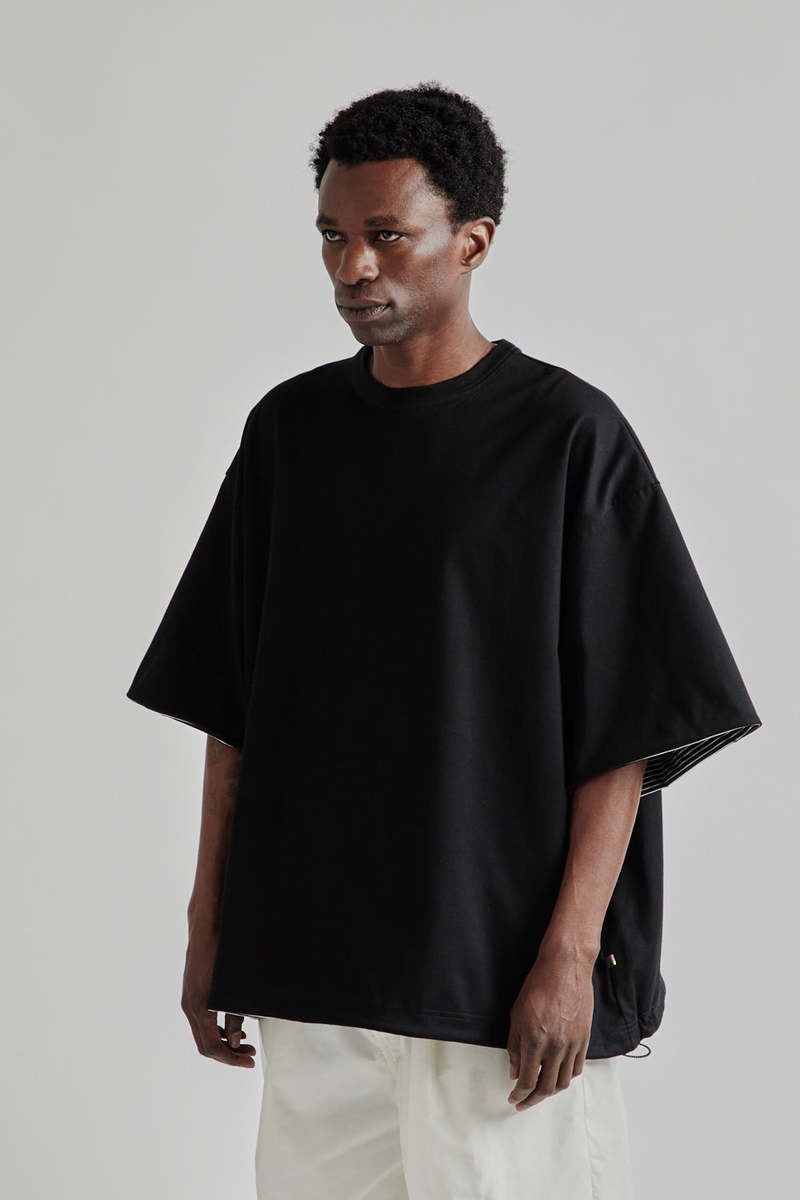 is-ness Reversible Balloon Border T-Shirt - Black x White