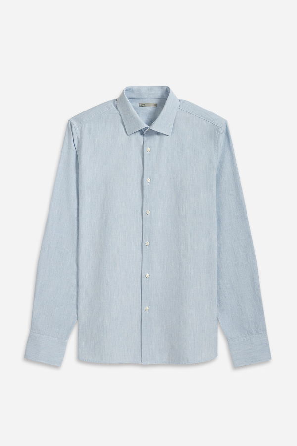 O.N.S Adrian Heather Oxford Shirt - Off White Heather / Lt Blue Heather
