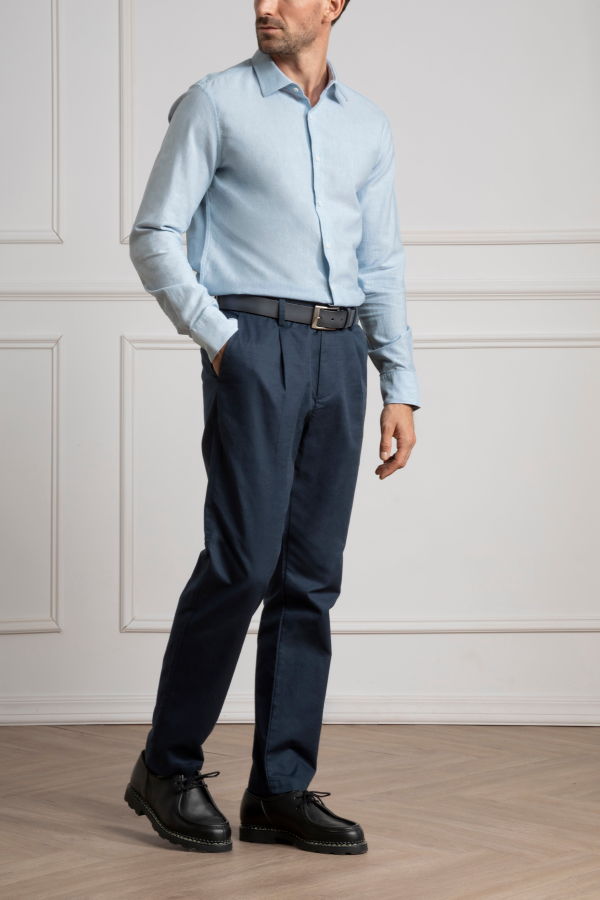 O.N.S Adrian Heather Oxford Shirt - Off White Heather / Lt Blue Heather