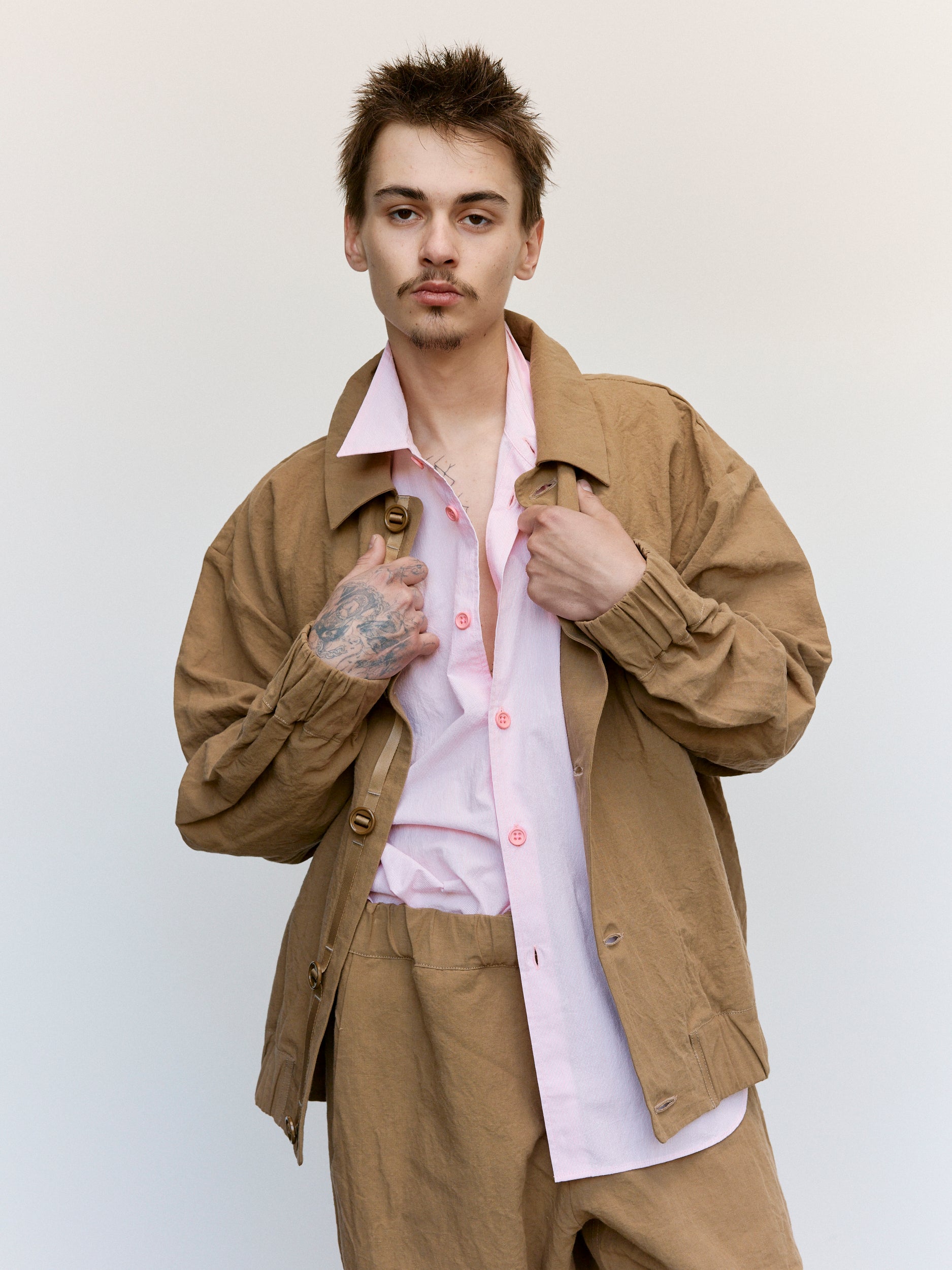 MAN-TLE R18S3 Reed Linen Gum Shirt | Garmentory