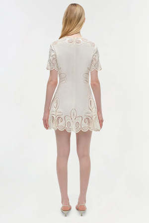 ivory morrigan short sleeve mini dress Simkhai Linen Style:AP1D106651