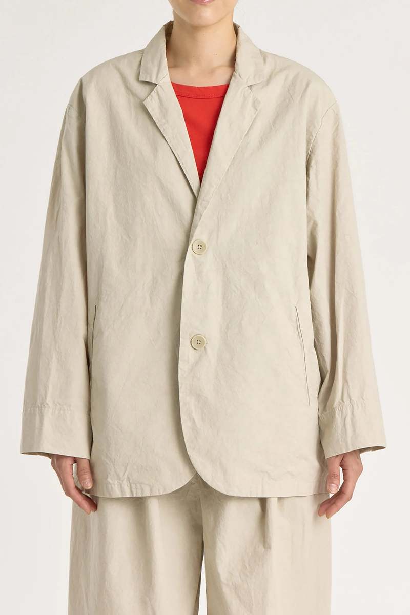 Black Crane Crinkled Blazer - Stone