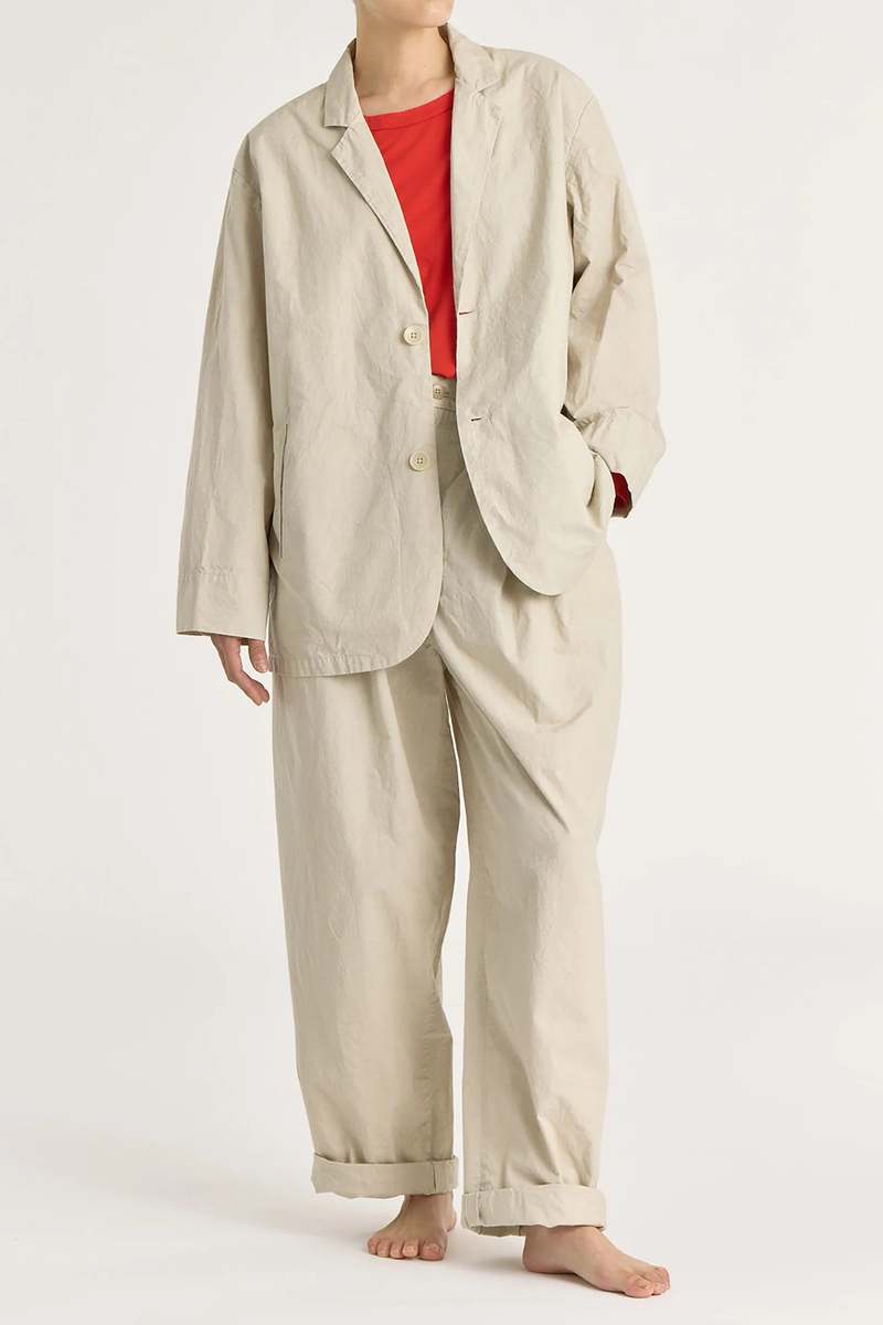 Black Crane Crinkled Blazer - Stone
