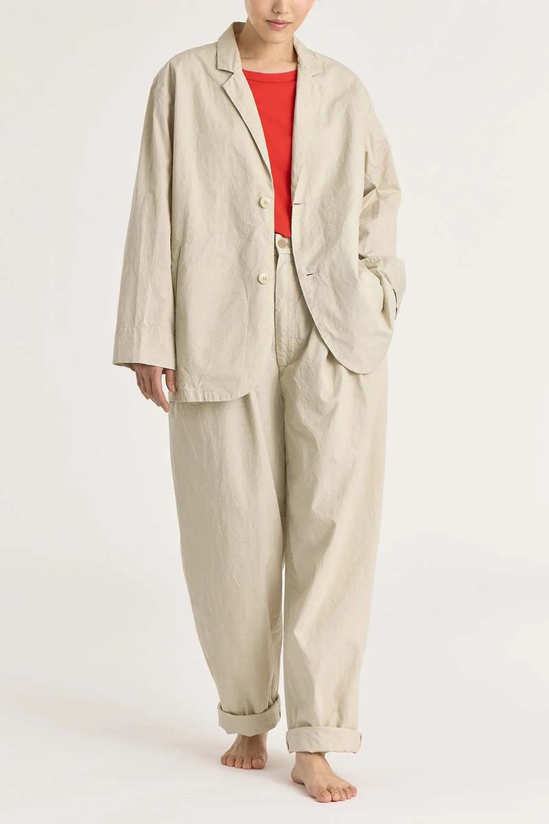 Black Crane Crinkled Blazer - Stone