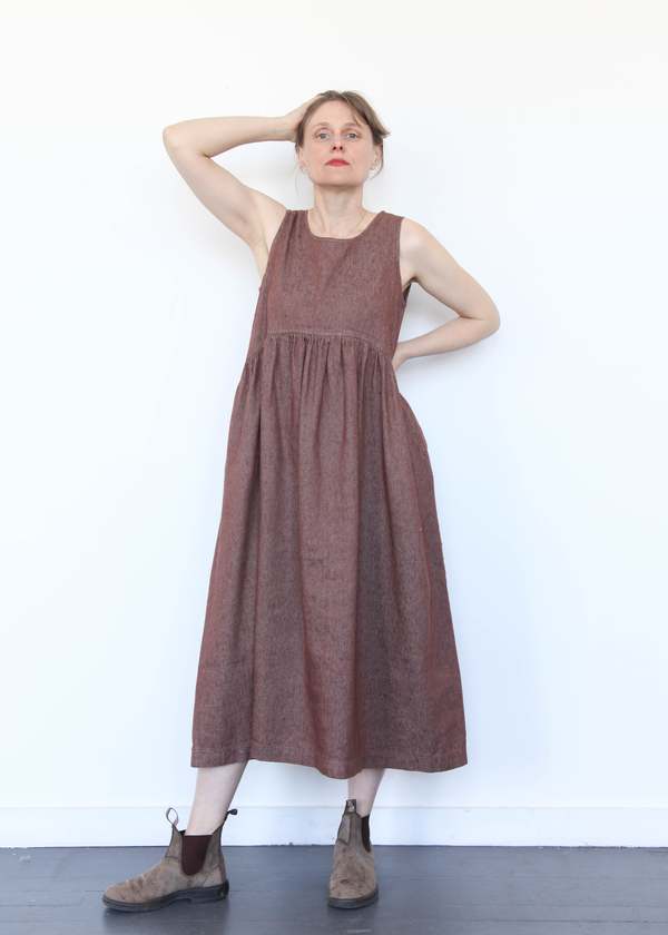 ICHI ANTIQUITES Denim Dress - Brown on Garmentory