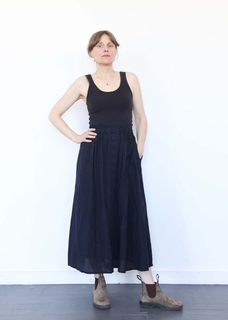 スカート ichi-Antiquites**linen skirt Namu Shop - Ichi Antiquites French Linen Skirt - Black