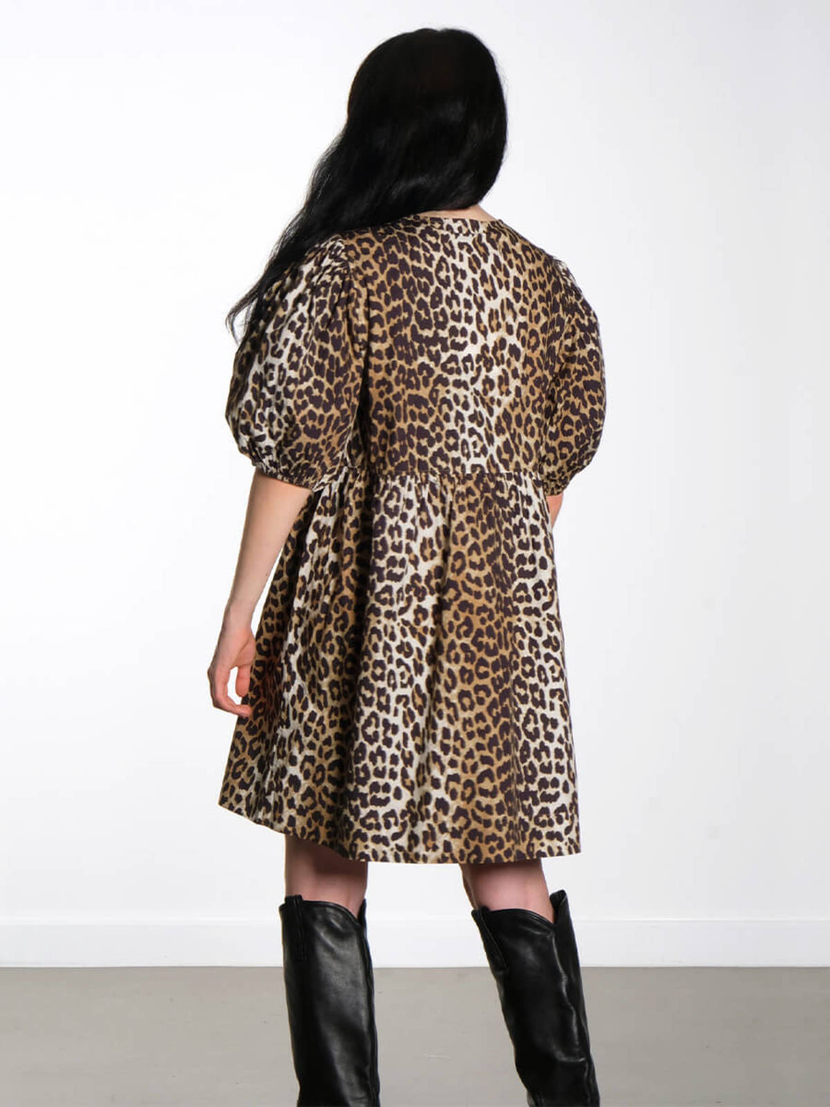 オールインワン・サロペット Ganni Leopard Tie String Mini Dress Leopard Leopard Printed Cotton Tie String Mini Dress | GANNI US