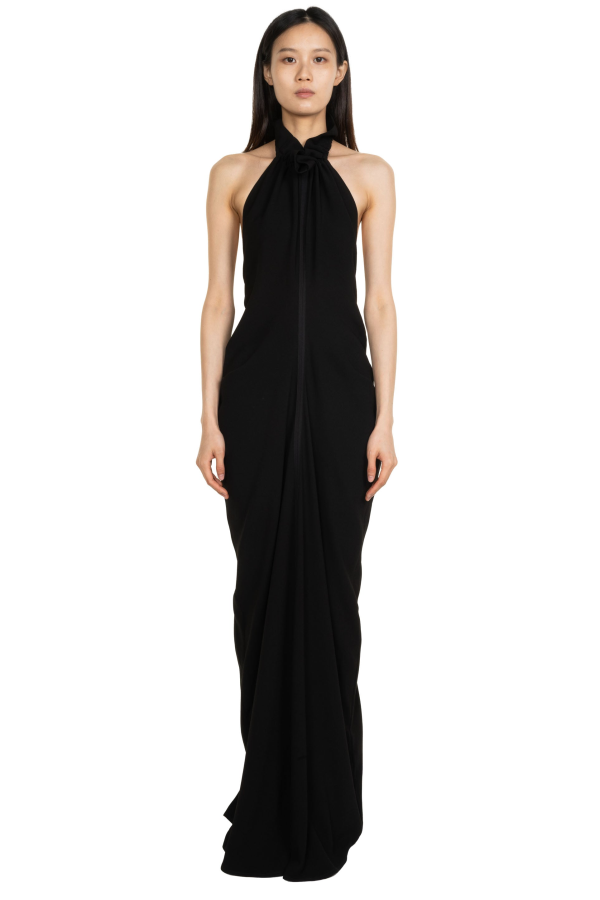 Oude Waag Gathered Collar Draped Dress - Black