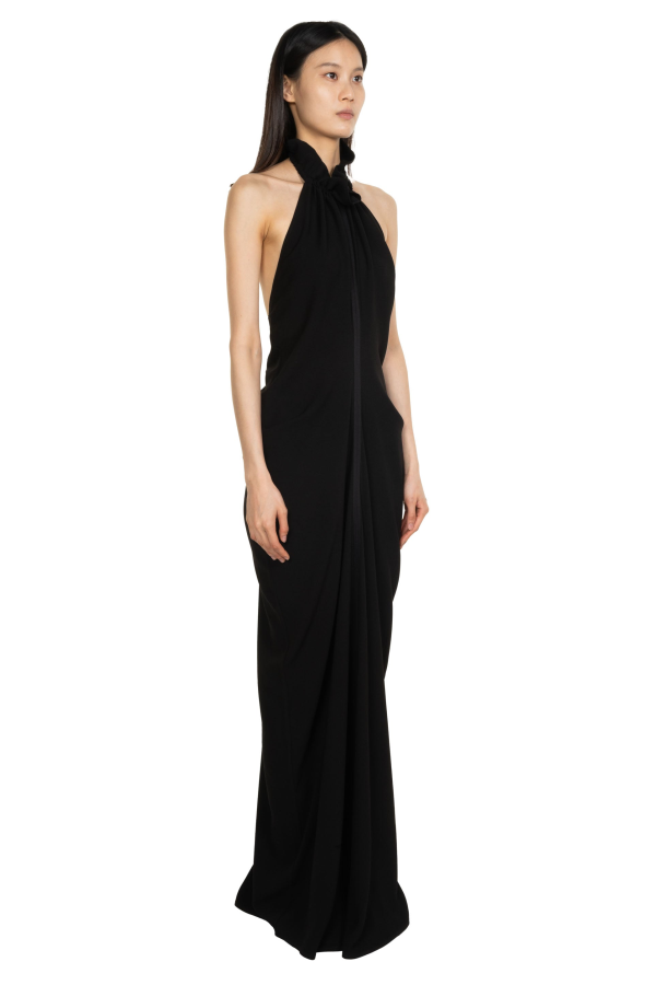 Oude Waag Gathered Collar Draped Dress - Black