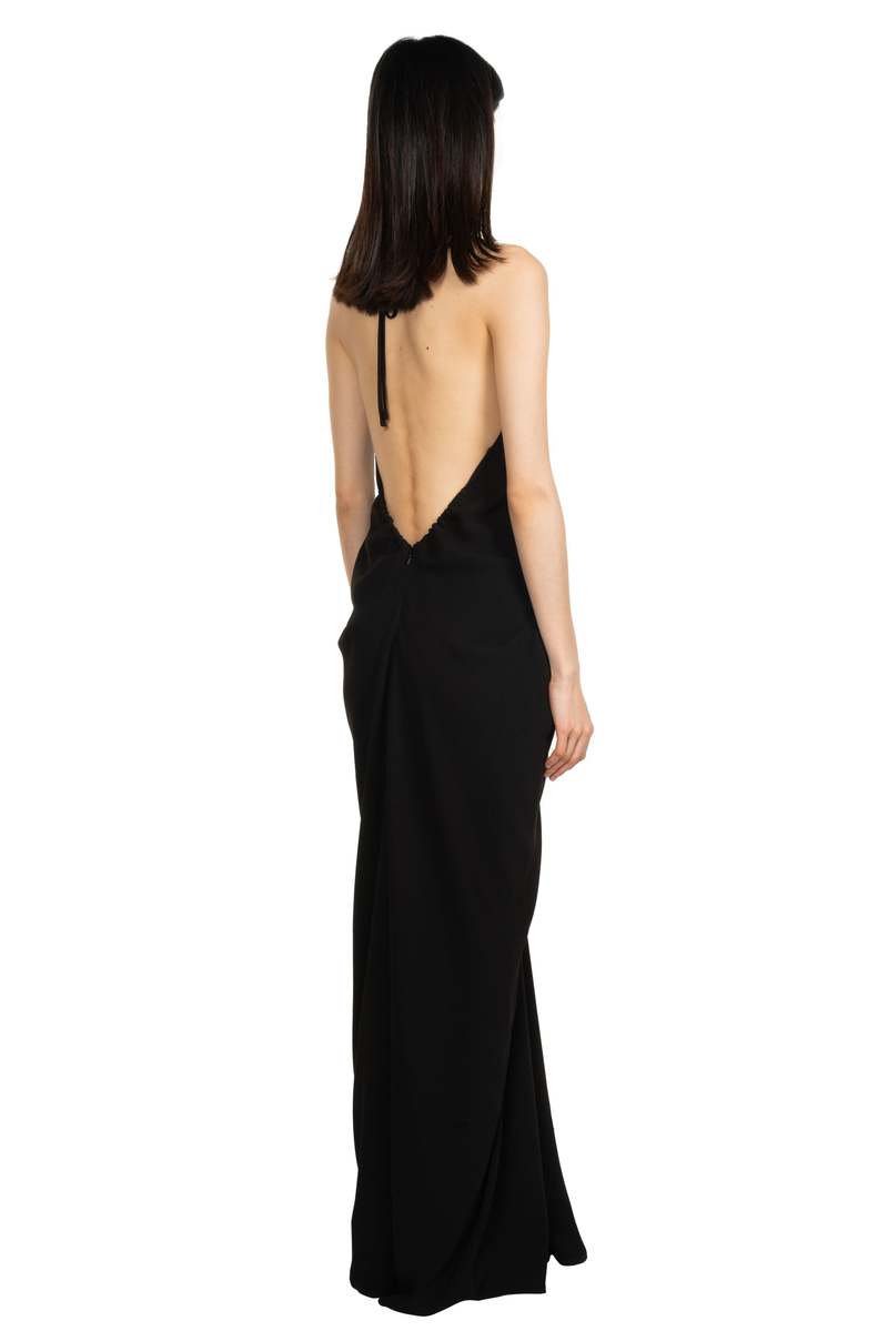 Oude Waag Gathered Collar Draped Dress - Black