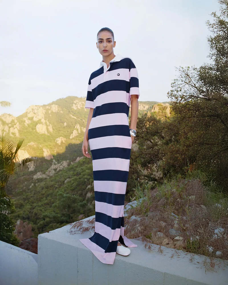 Coperni Striped Long Polo Dress - Pink/Blue Coperni Striped Long Polo Dress - Pink/Blue