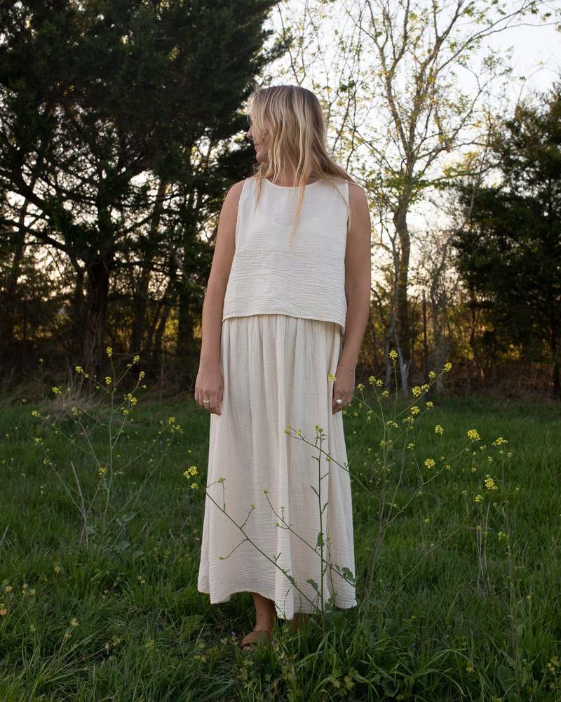 Honest Cotton Catalina Skirt - Cream/Black