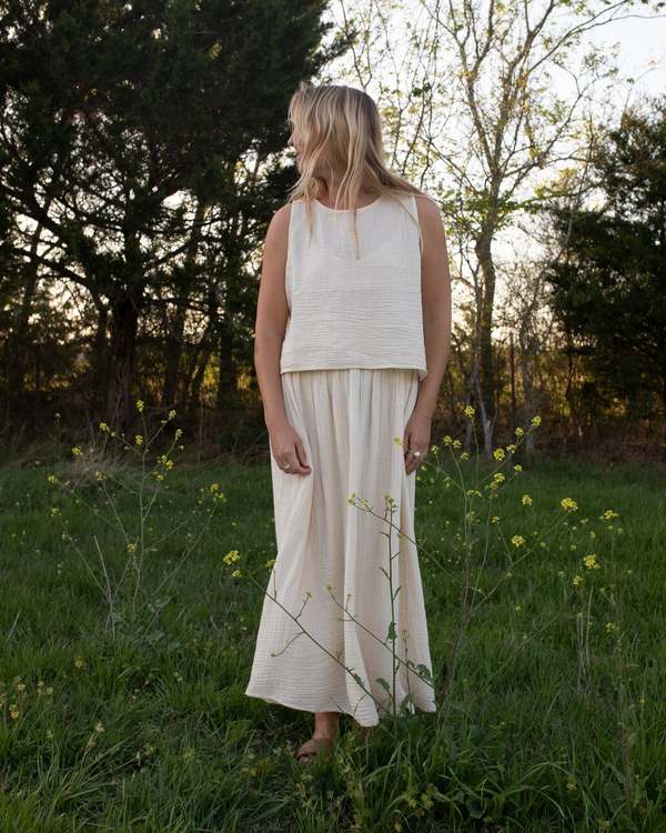 Honest Cotton Catalina Skirt - Cream/Black
