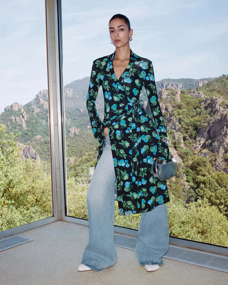 Coperni C-Logo Print Wrap Blouse Dress - Print Blue Apples Coperni C-Logo Print Wrap Blouse Dress - Print Blue Apples