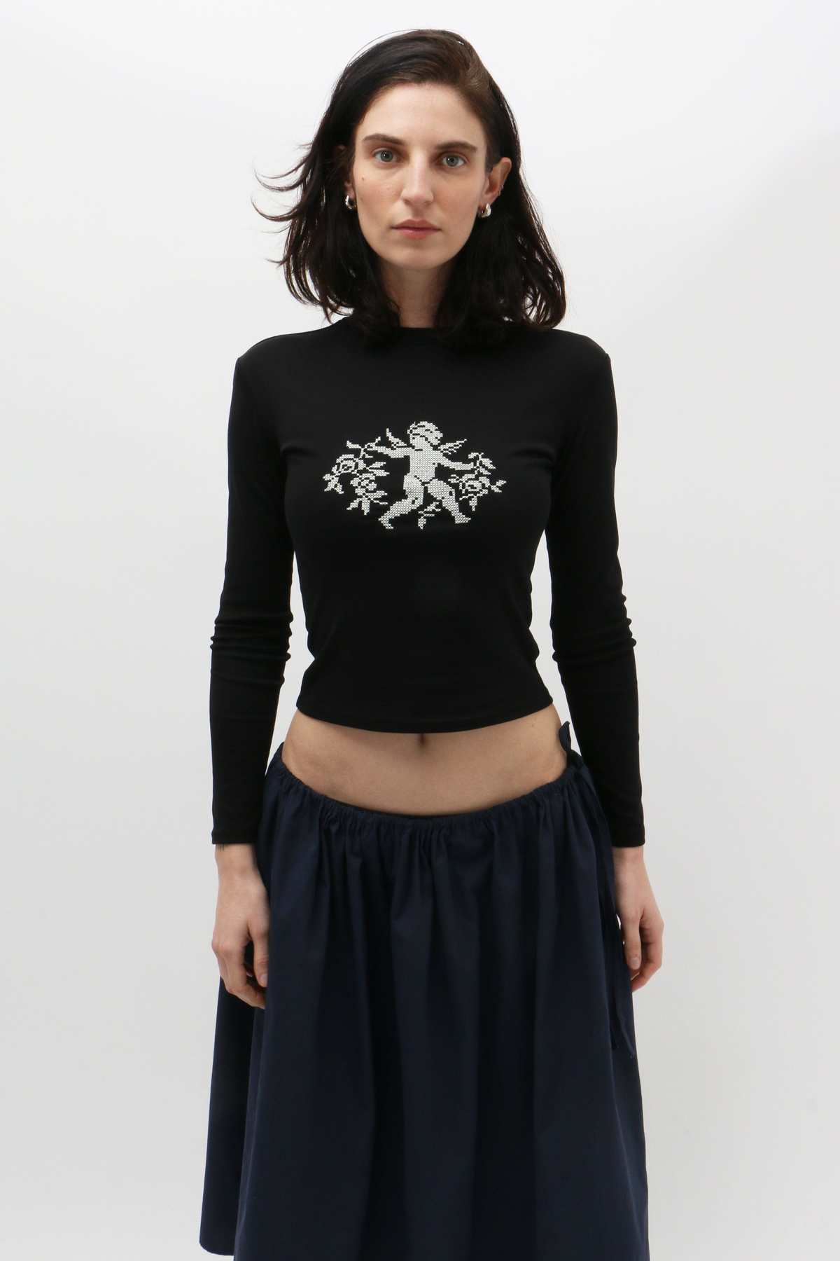 【GWセール】yuhan wang catprintedcrewneck top Yuhan Wang Angel Embroidered Top | Garmentory