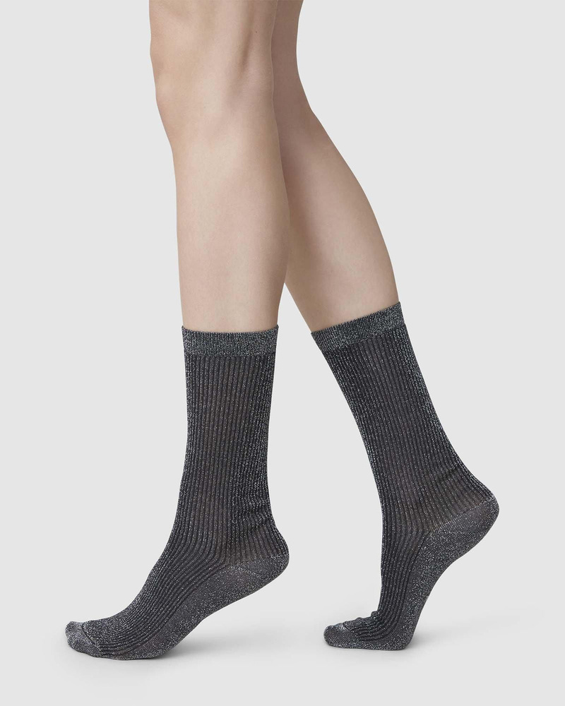 Swedish Stockings Magda Shimmery Socks - Black