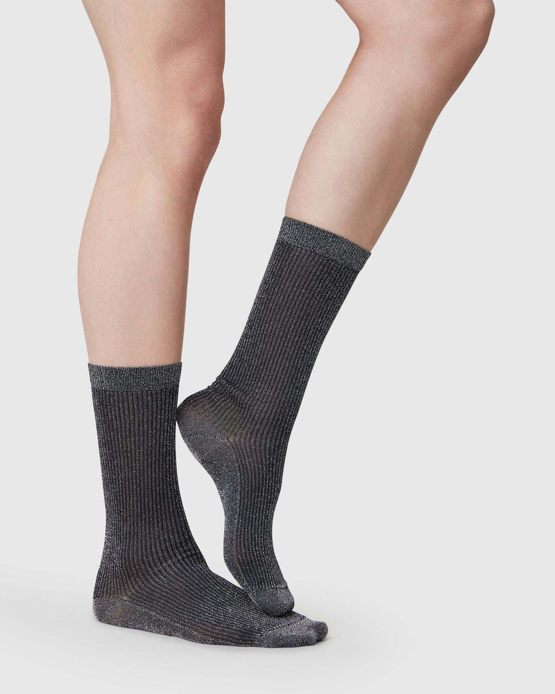 Swedish Stockings Magda Shimmery Socks - Black