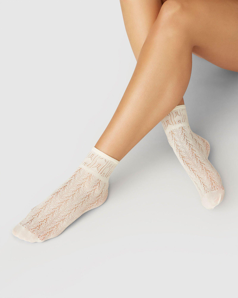 Swedish Stockings Erica Crochet Socks - Ivory