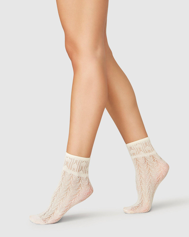 Swedish Stockings Erica Crochet Socks - Ivory