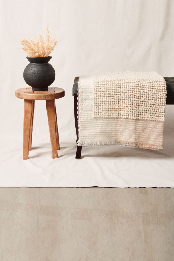 Variously Butterscotch Handloom Hand Knotted Textured Plush Merino Throw