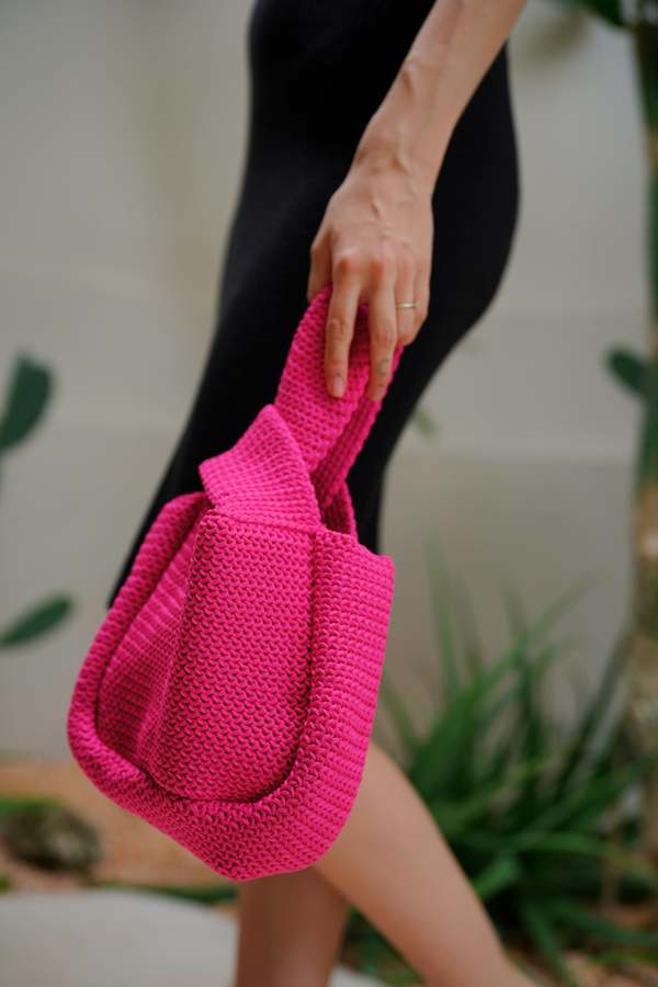 Pink Haley Mackenzie Knit Clutch - Fuchsia