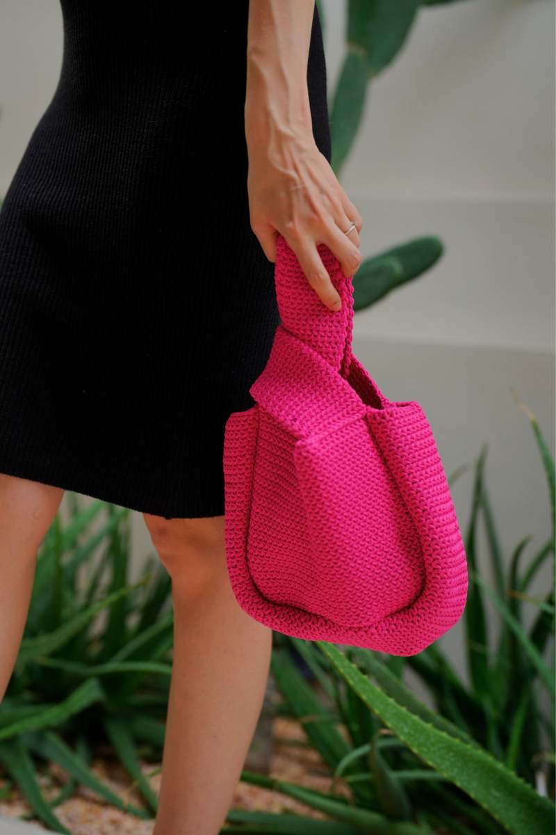 Pink Haley Mackenzie Knit Clutch - Fuchsia