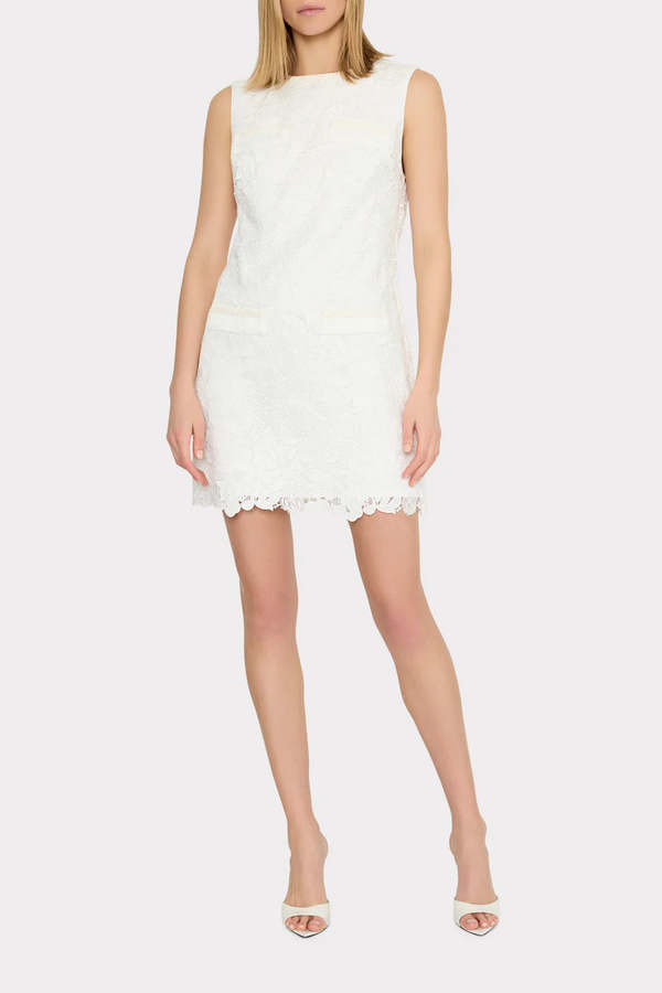 Milly 3D Garden Lace Sleeveless Mini Dress - White