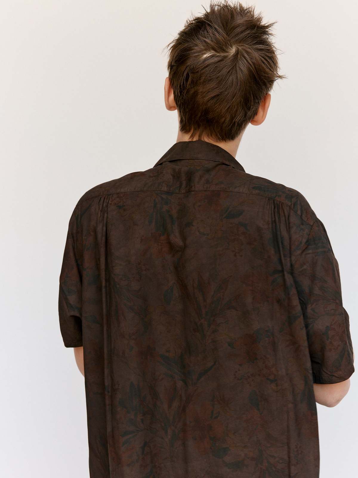 Taiga Takahashi LOT.113 Open Collar Shirt - Mud Dye Brown - Image 8 of 12