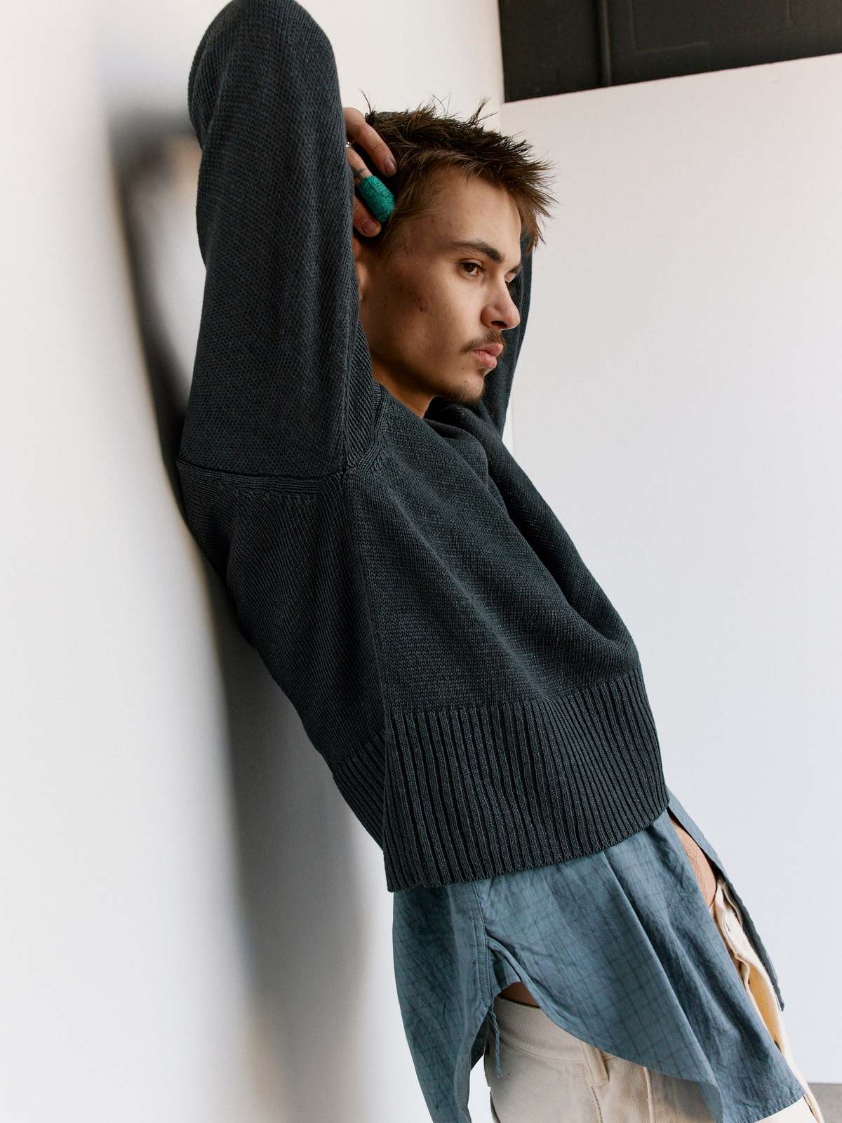 Taiga Takahashi LOT.525 Crewneck Sweater - Charcoal - Image 8 of 10