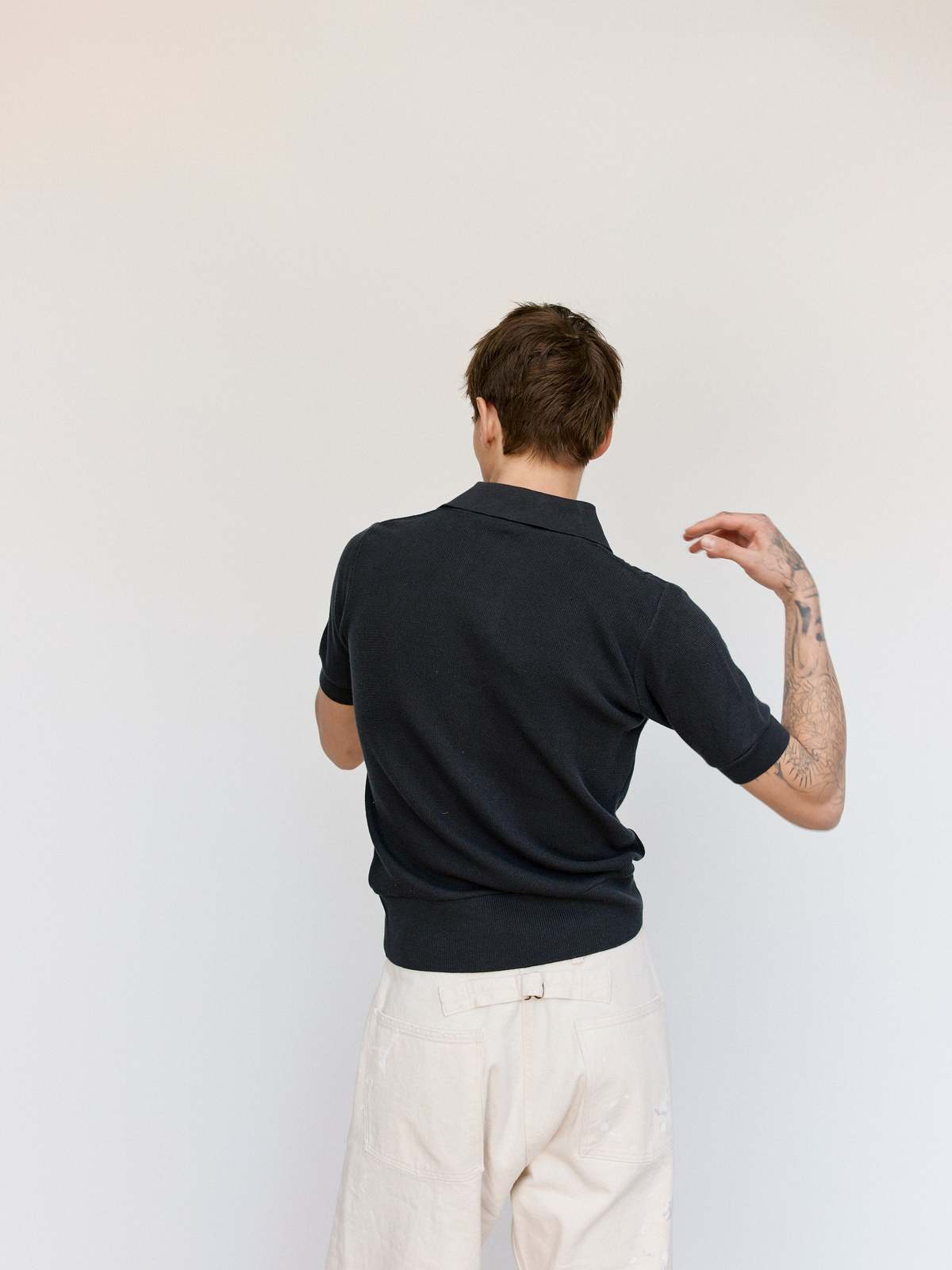 Taiga Takahashi LOT.526 Polo Knit - Charcoal | Garmentory