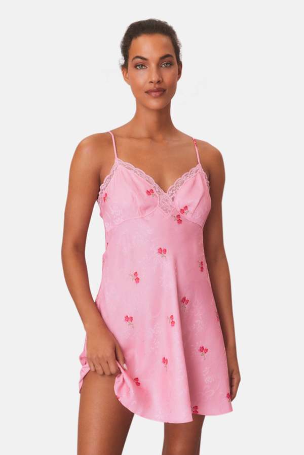 LoveShackFancy Larinda Slip Mini Dress - Cherry Pink | Garmentory