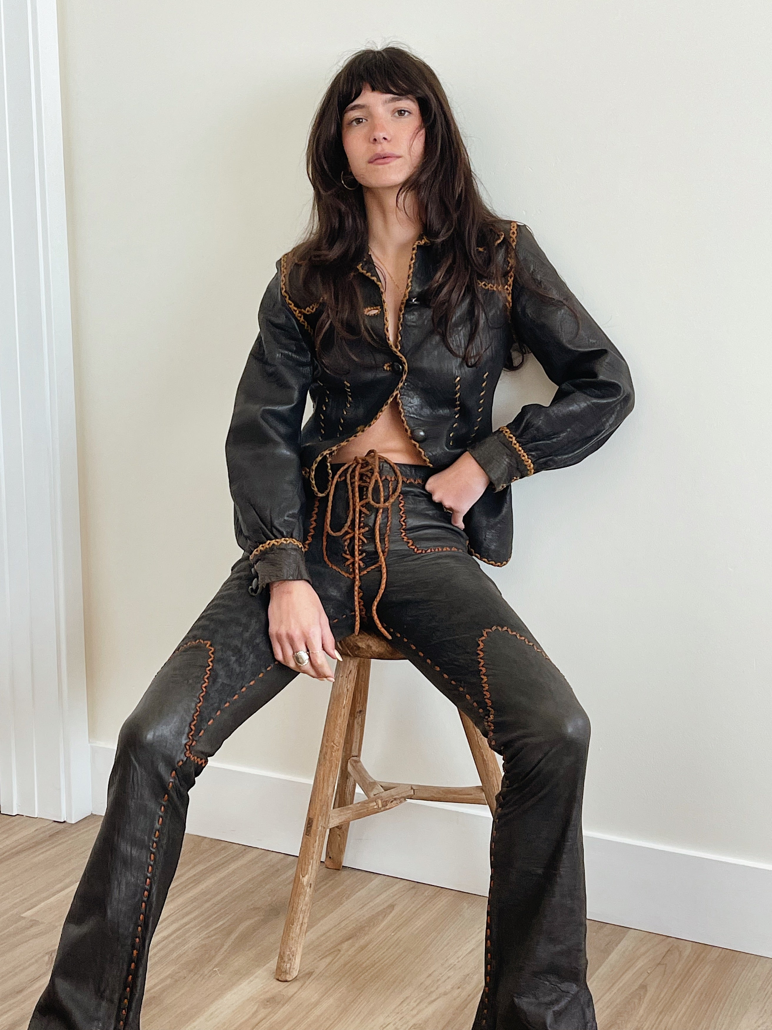 1970s North Beach Leather Set - Black | Garmentory